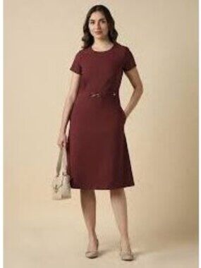 Tahari Arthur S. Levine Sheath Dress Women Size 8 Purple Short Sleeve Belted
